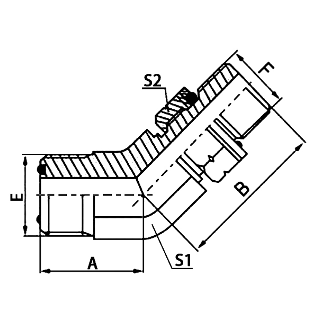 1FG4-OG 45° elbow hydraulic conversion adapters for ORFS to BSP