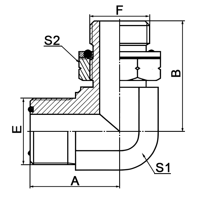 1FG9-OG 90° elbow hydraulic conversion adapters ORFS to BSP