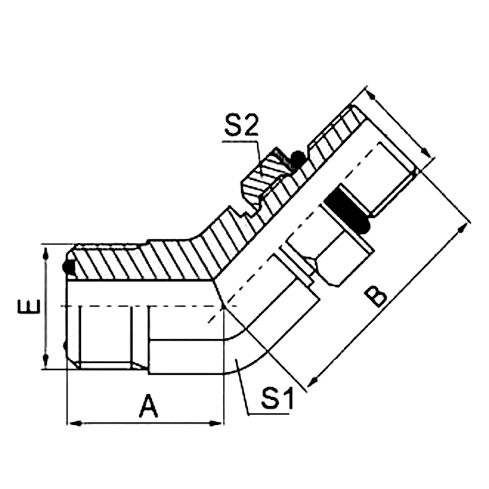 1FH4-OG 45°elbow ISO6149-2 NPT to JIC female connector