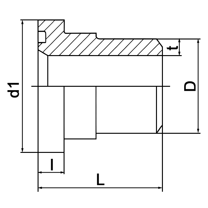 1FLW L-SERIES FLANGE ISO 6162-1/BUTT-WELD TUBE, Short Neck Flange Adapter