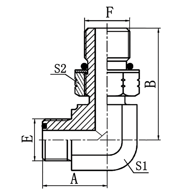 1FO9-OG 90° elbow S-series ISO 11926-2 conversion adapters