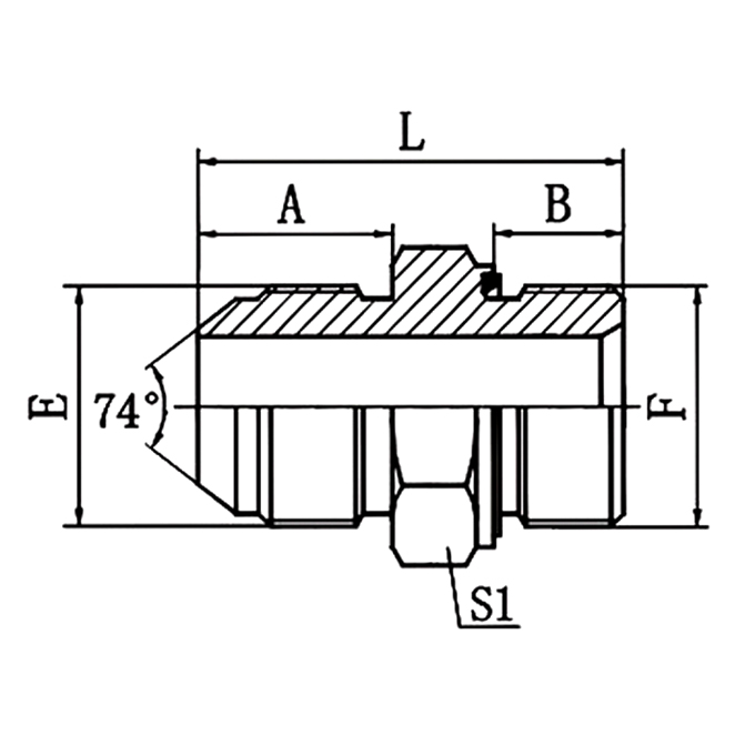 1JB-WD JIC male 74° cone to BSP male captive seal hydraulic fitting