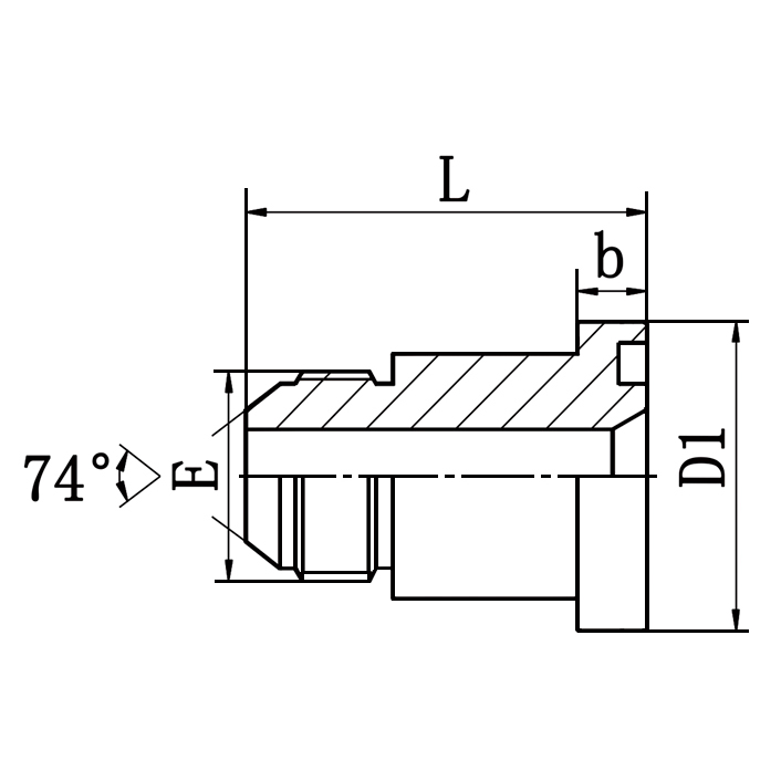 1JFL JIC Male 74° Cone L-Series Flange, Hydraulic End Flange Adapter