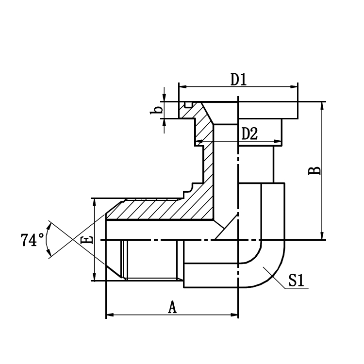 1JFL9 90° JIC 74° Cone Elbow, Flange Pipe Coupling