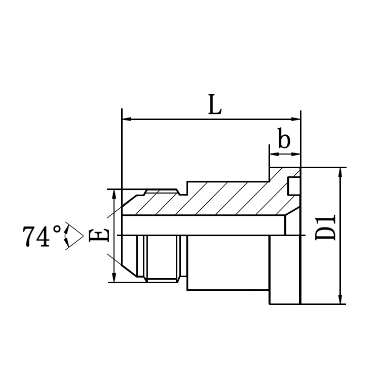 1JFS S-Series JIC 74° Cone Flange, Heavy Wall Flange Adapter
