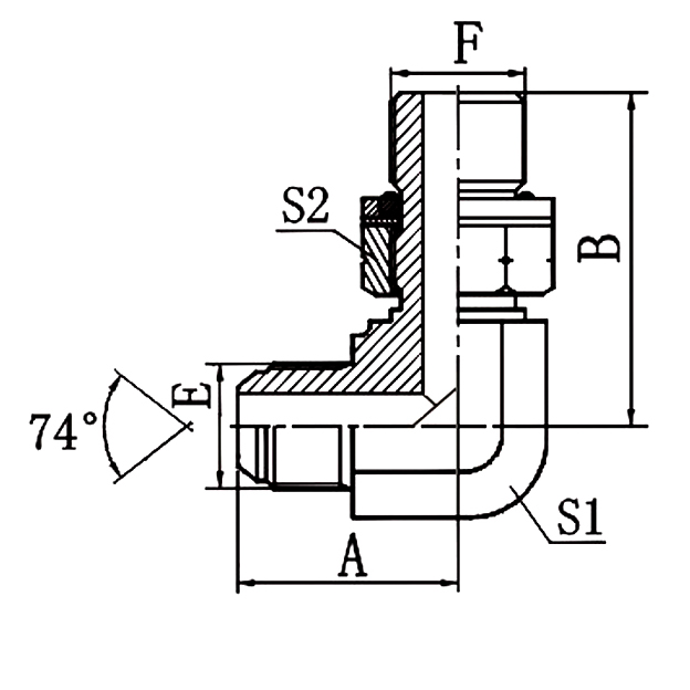 1JG9-OG 90° elbow JIC male 74° cone to BSP male O-ring fitting