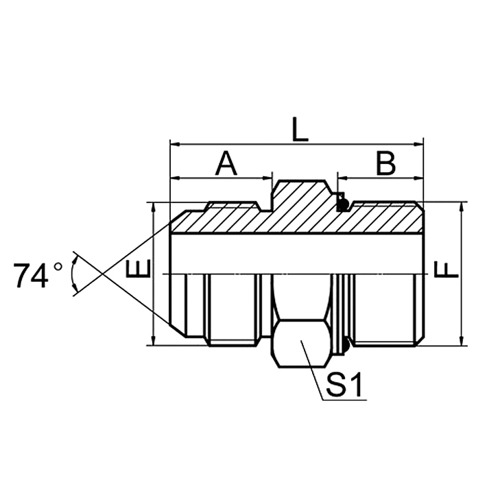 1JH JIC to metric male hydraulic fitting L-Series ISO 6149-3