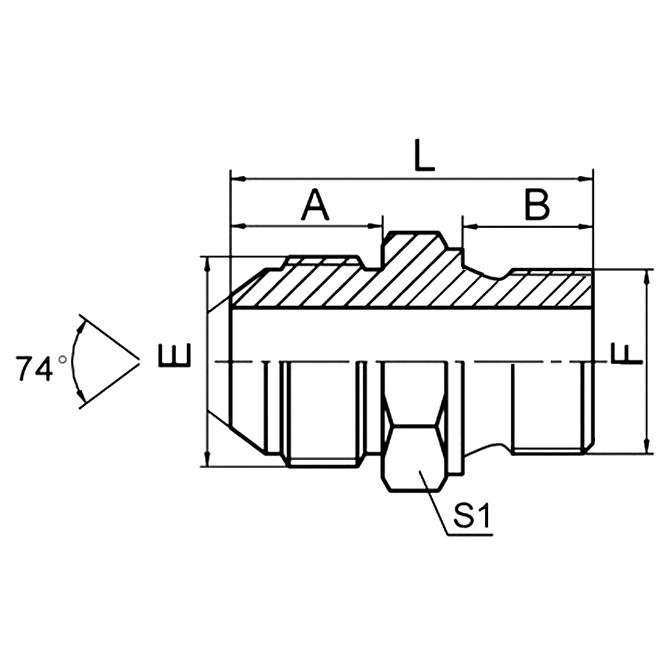 1JL JIC to metric male bonded seal hydraulic fitting