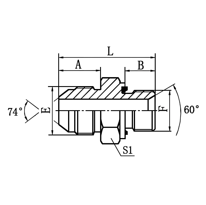 1JM-WD JIC male 74° cone to metric male captive seal hydraulic fitting