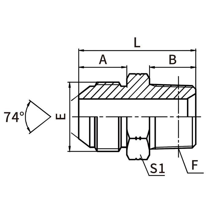 1JN JIC Male 74° Cone to NPT Male Hydraulic Adapter