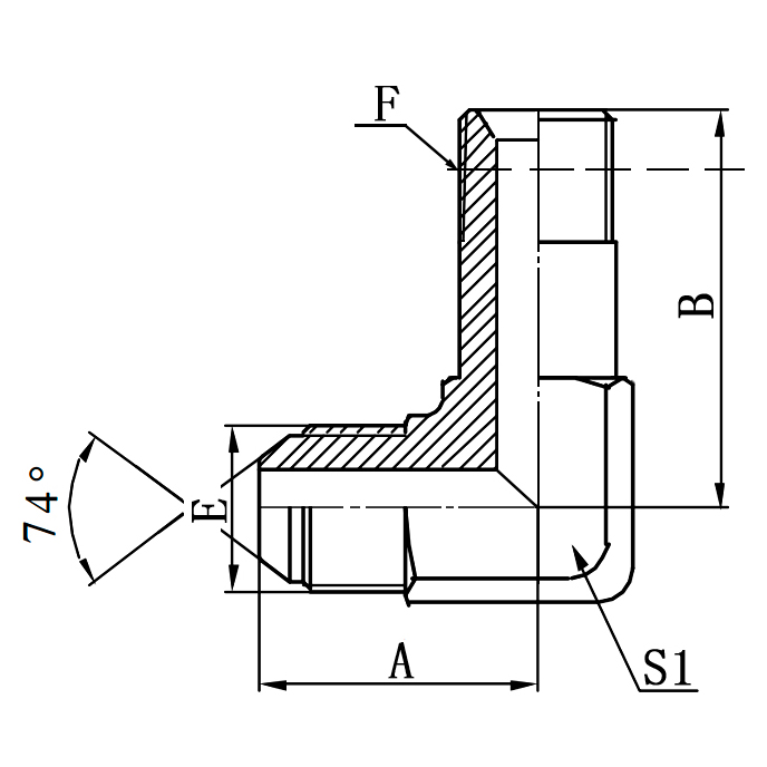 1JN9-LL 90° Elbow JIC 74° Cone Male to Extra Long NPT Male Adapter
