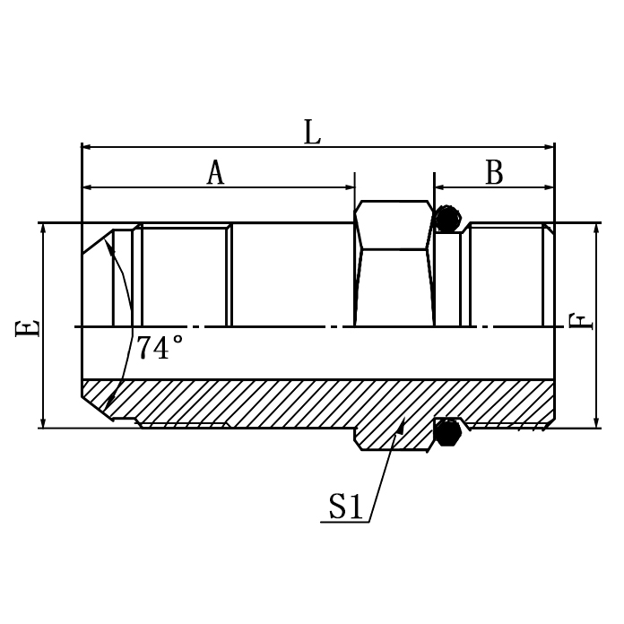 1JO-L JIC to SAE ORB Long Fitting L-Series ISO 11926-3