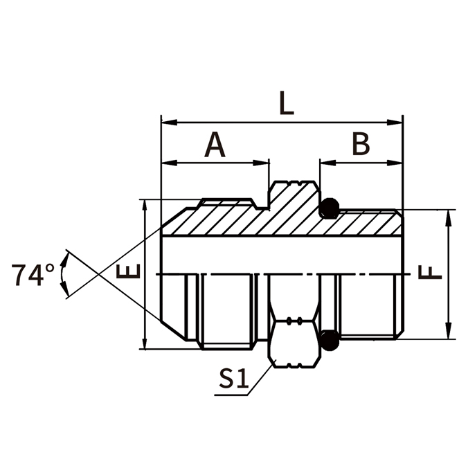 1JO JIC to SAE ORB L-Series Fitting ISO11926-3 74°Cone