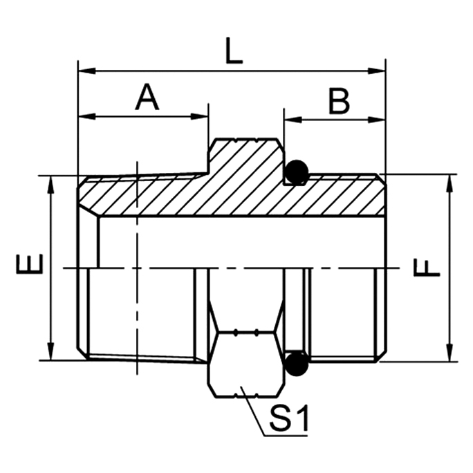 1NO NPT Male to SAE O-Ring Boss L-Series Hydraulic Adapter