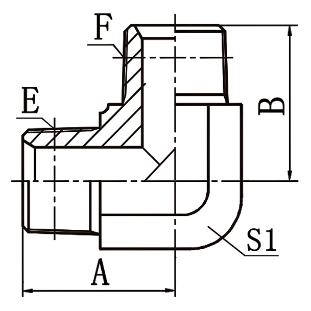 1T9-SP 90° Elbow BSPT Male 60°Cone Adapter