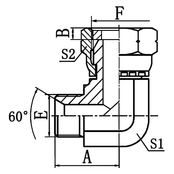 2B9-G 90° Elbow BSP Male 60° Seat to BSP Female Adapter