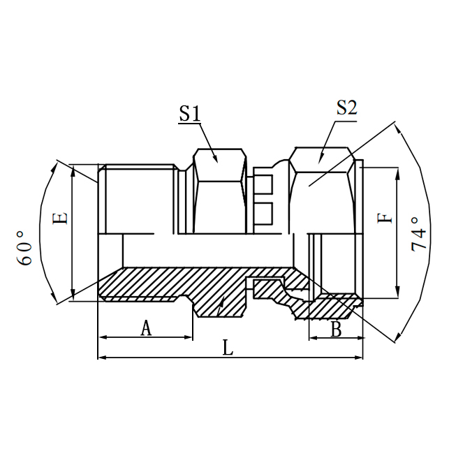 2BJ BSP Male Dual Seat JIC Female Industrial Hydraulic Adapter