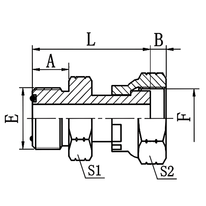 2F ORFS male to female fluid system adapters for hydraulic use