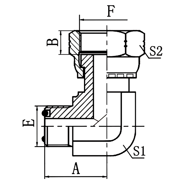 2F9 90° ORFS elbow hydraulic angle fittings for right-angle line installs