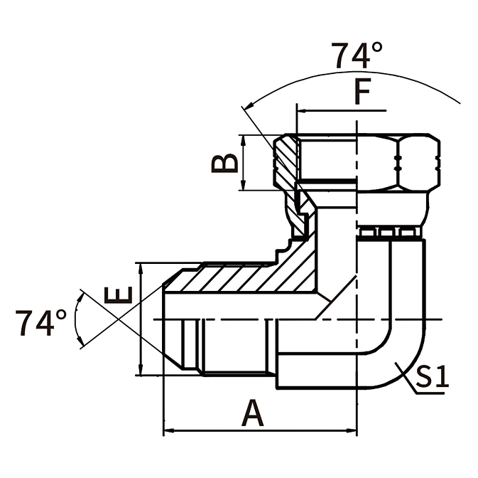 2J9 90° Elbow JIC Male 74° Cone to JIC Female 74° Seat | JIC flared tube adapter