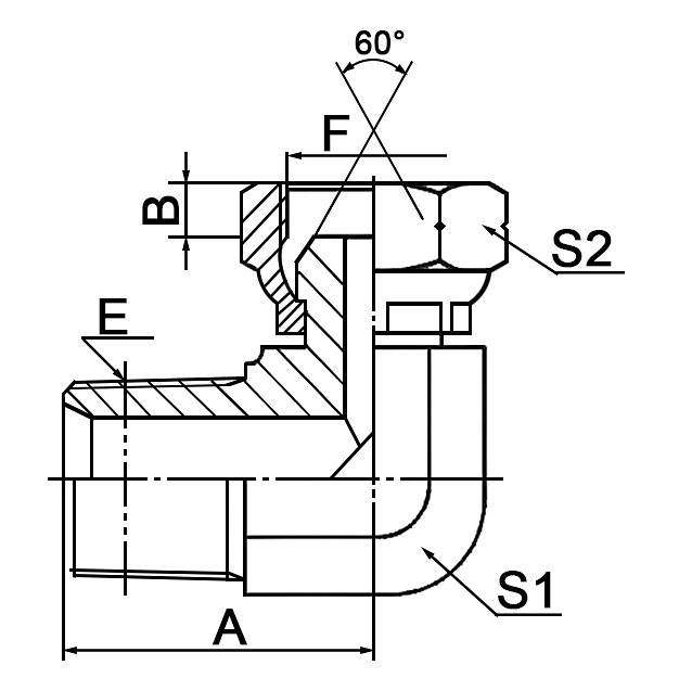 2NB9 90° Elbow NPT Male BSP Female 60° Cone Adapter