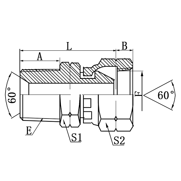 2NU NPT to NPSM hydraulic adapter for industrial fluid systems
