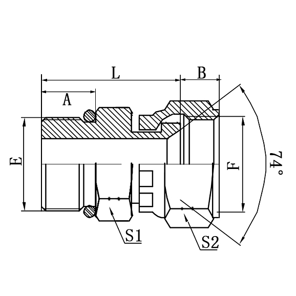 2OJ SAE ORB to JIC female hydraulic fitting L-Series ISO 11926-3