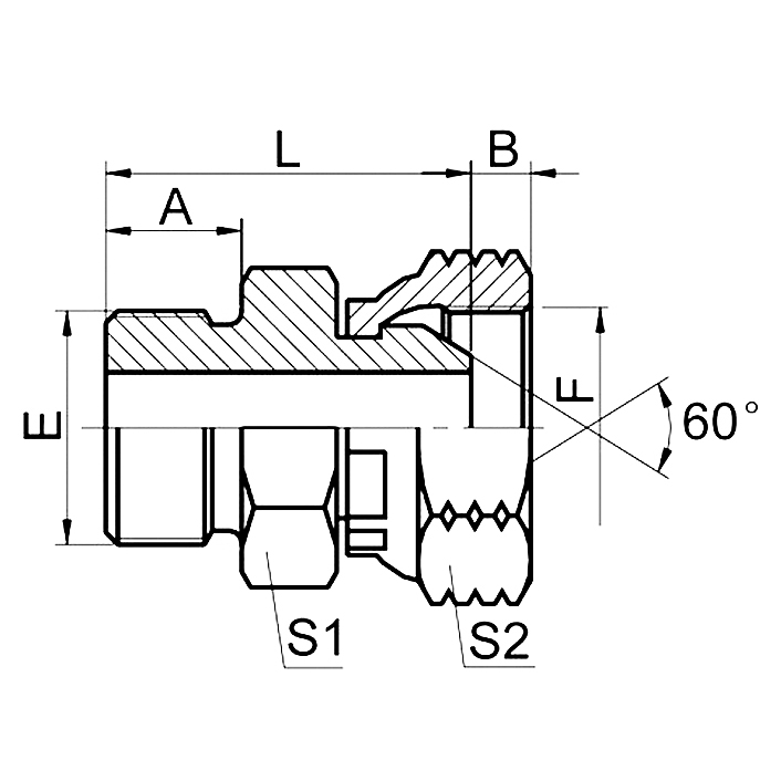 2OU SAE NPSM fitting ISO 11926-3 for industrial machinery use