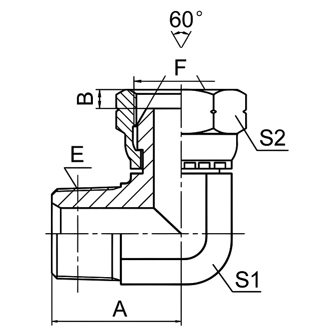 2TB9-SP 90° Elbow BSPT Male BSP Female 60° Cone Adapter
