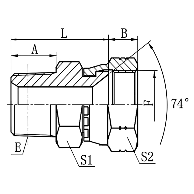 2JT-SP BSPT to JIC Female Connector 74° Seat Hydraulic Adapter