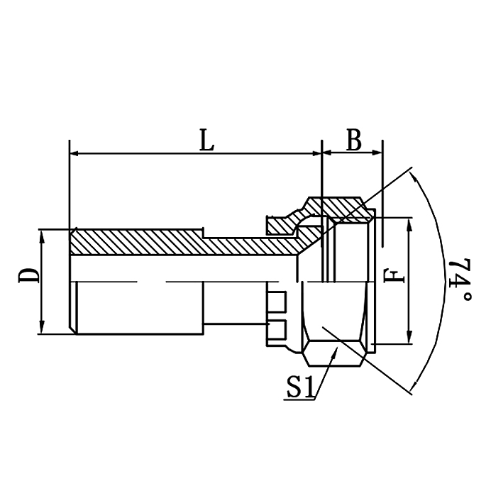 2WJ Butt-Weld Tube to JIC Female 74° Seat Hydraulic Adapter