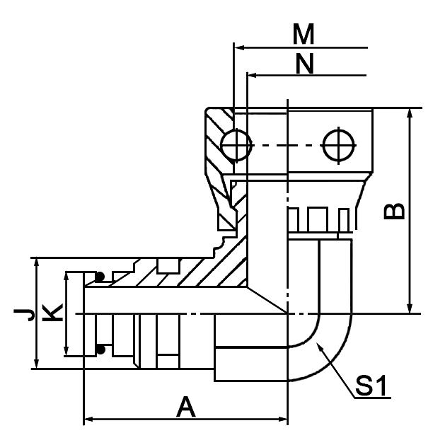 Stecko Mining Hydraulic Fittings, 2Y9 90° elbow clip fastener