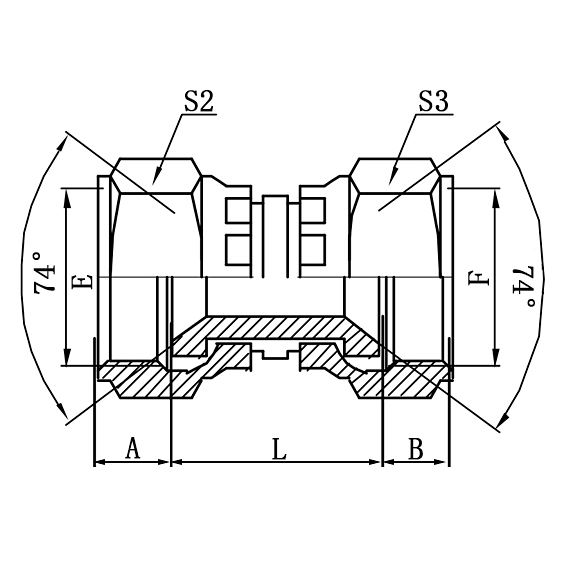 3J JIC Female 74° Seat Hydraulic Adapter