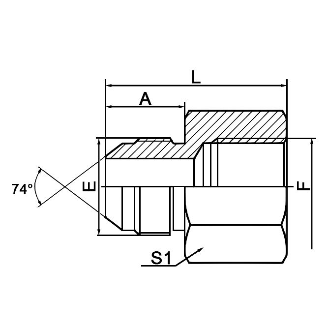 5JB JIC male 74° cone to BSP female ISO 1179 hydraulic fitting