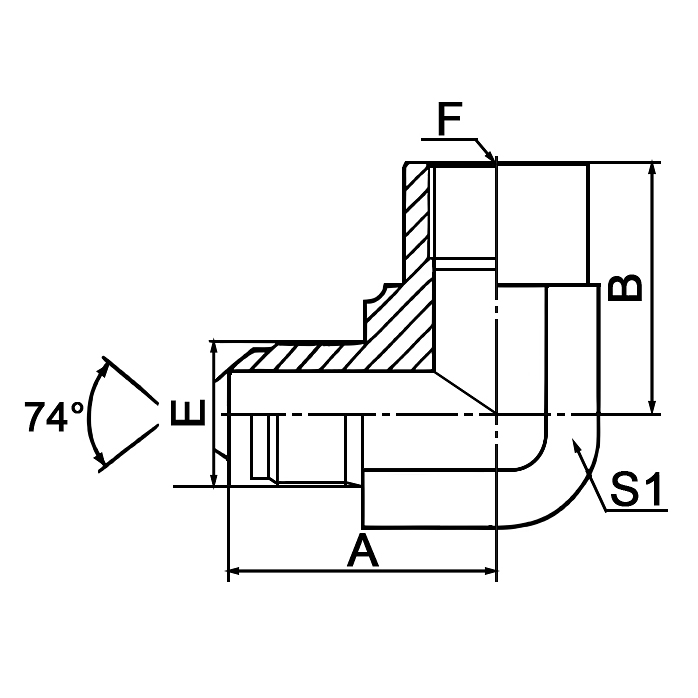 5JN9 90° ELBOW JIC MALE 74° CONE /NPT FEMALE