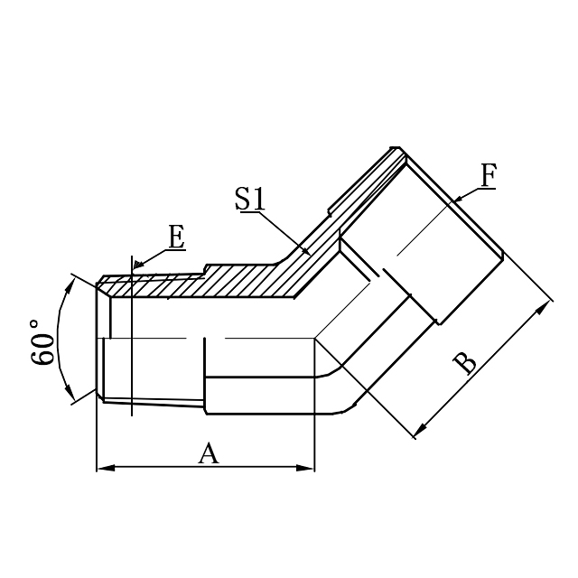 5N4 45° Elbow NPT Male to Female Hydraulic Adapter