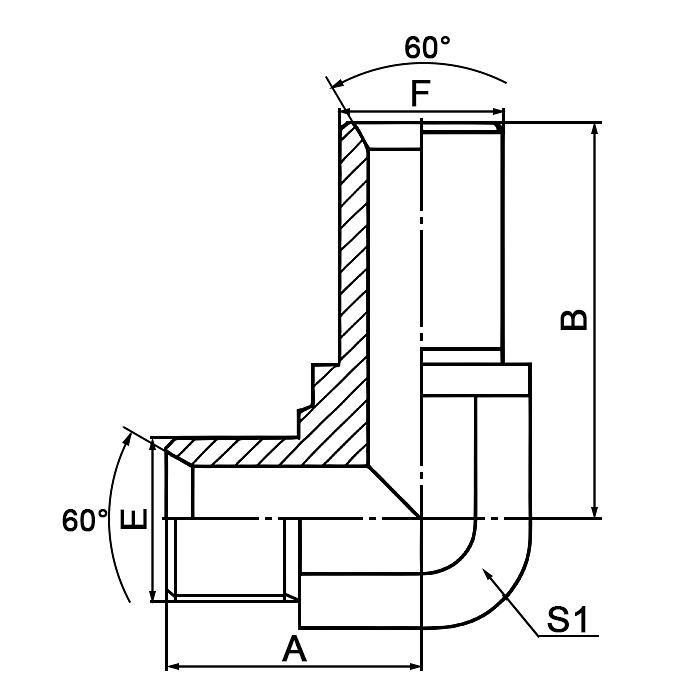 6B9 BSP Male 60° Seat Bulkhead Elbow