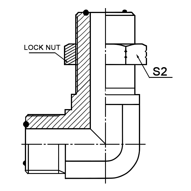 6F9-LN 90° elbow ORFS male bulkhead with O-ring for hydraulic systems