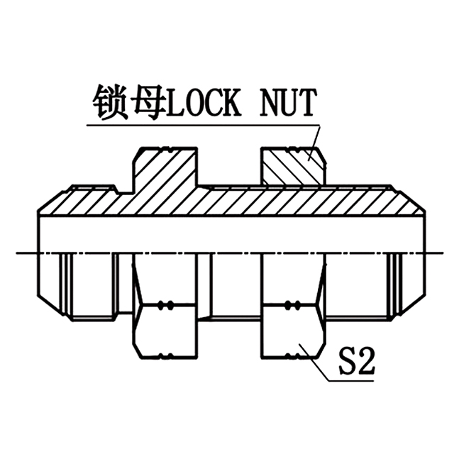 6J-LN JIC Male 74° Cone Long Bulkhead Hydraulic Adapter