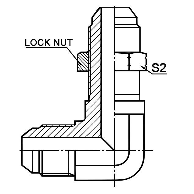 6J9-LN 90° Elbow JIC Male 74° Cone Bulkhead Hydraulic Adapter