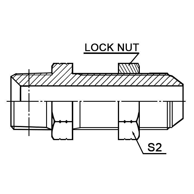 6NJ-LN NPT Male to JIC Male 74° Cone Bulkhead Adapter