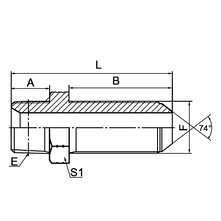 6NJ NPT Male to JIC Male 74° Cone Bulkhead Adapter