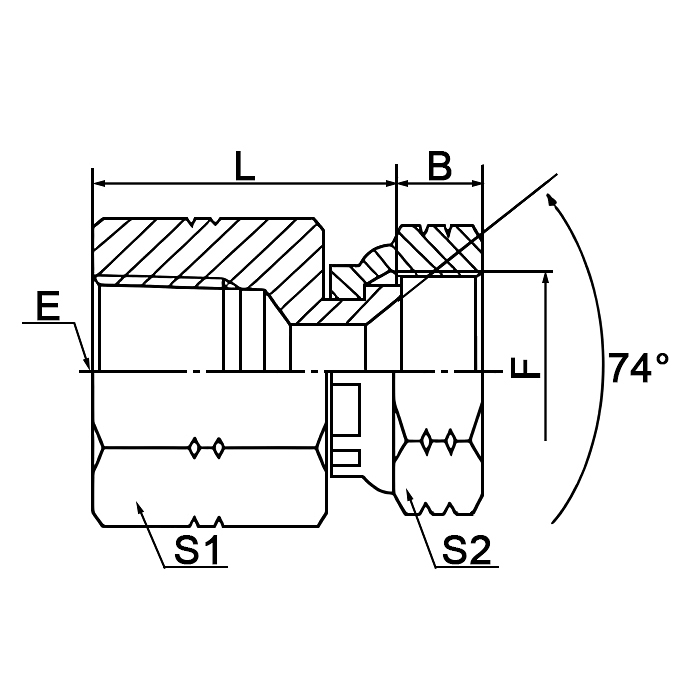 7NJ NPT to JIC Female Connector 74° Seat Hydraulic Adapter