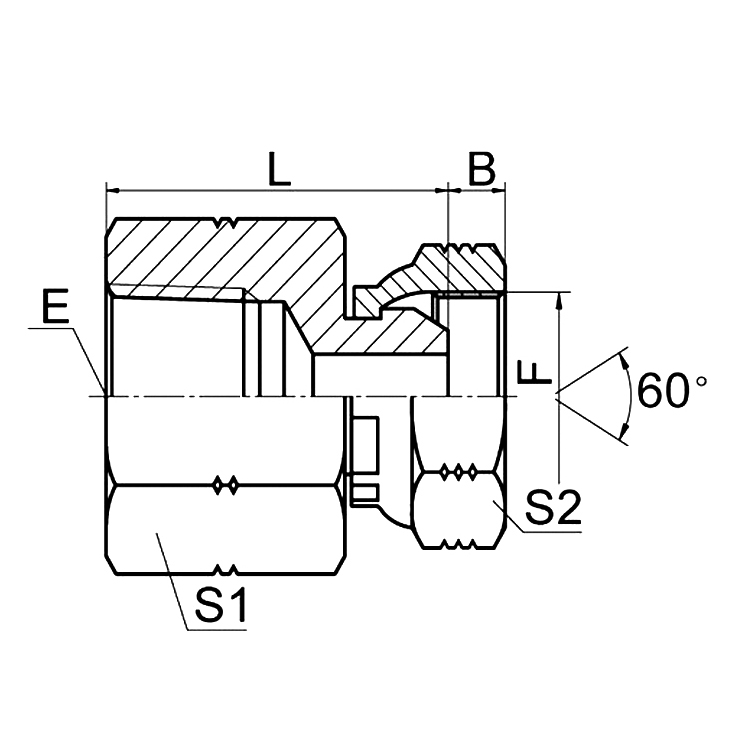 7NU-S female hydraulic fitting straight NPT NPSM for industry