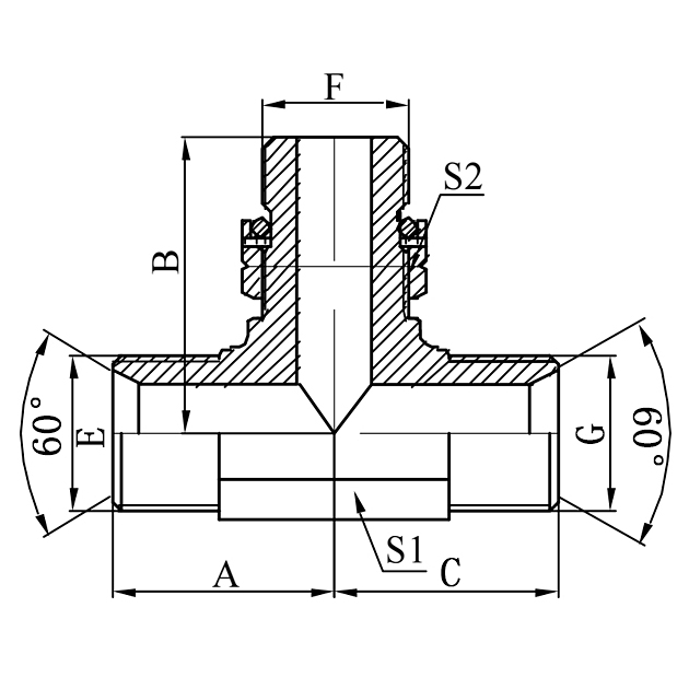 ABGB-OG Branch Tee BSP Male Adjustable O-Ring Hydraulic Adapter