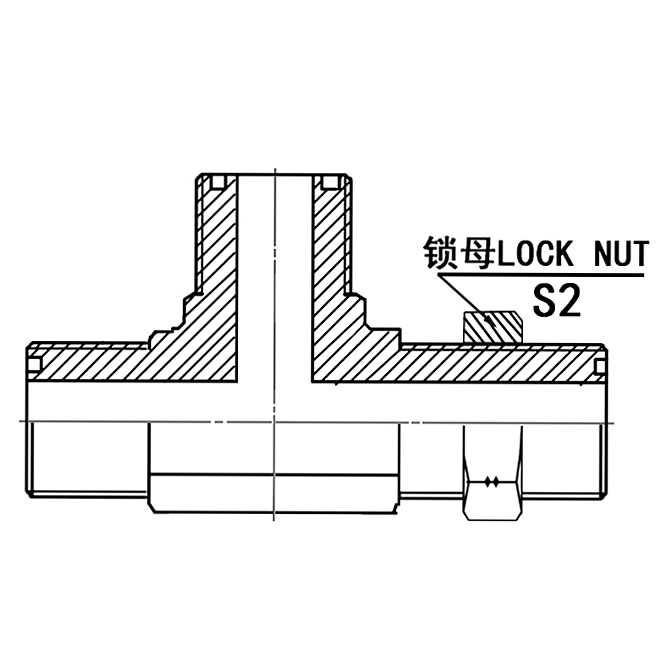 AFF6F-LN bulkhead run tee with O-ring for ORFS to ORB adapters