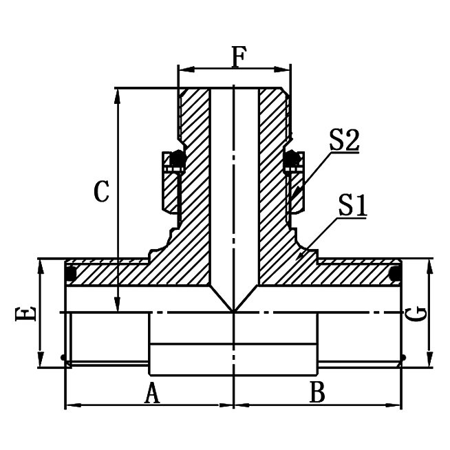 AFFH-OG run tee ISO6149-2 ORFS hydraulic adapter