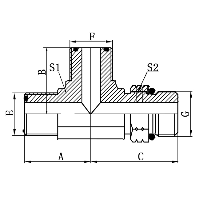 AFFO-OG run tee S-series ISO 11926-2 connection fittings