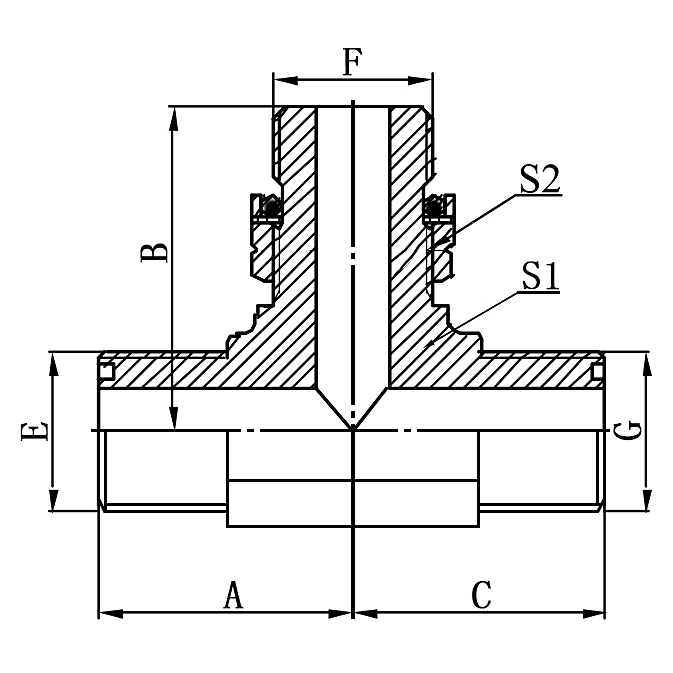 AFGF-OG branch tee hydraulic equipment ORFS to BSP