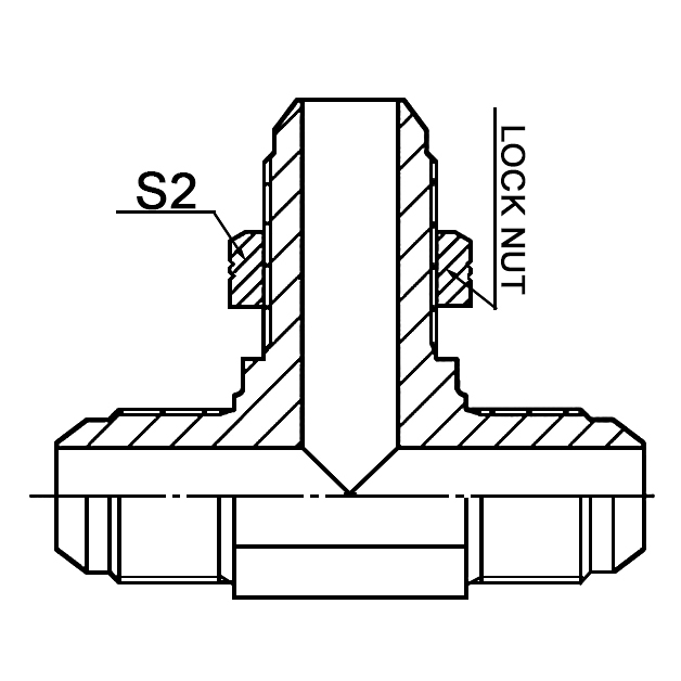 AJ6JJ-LN JIC Male 74° Cone Bulkhead Branch Tee Hydraulic Adapter